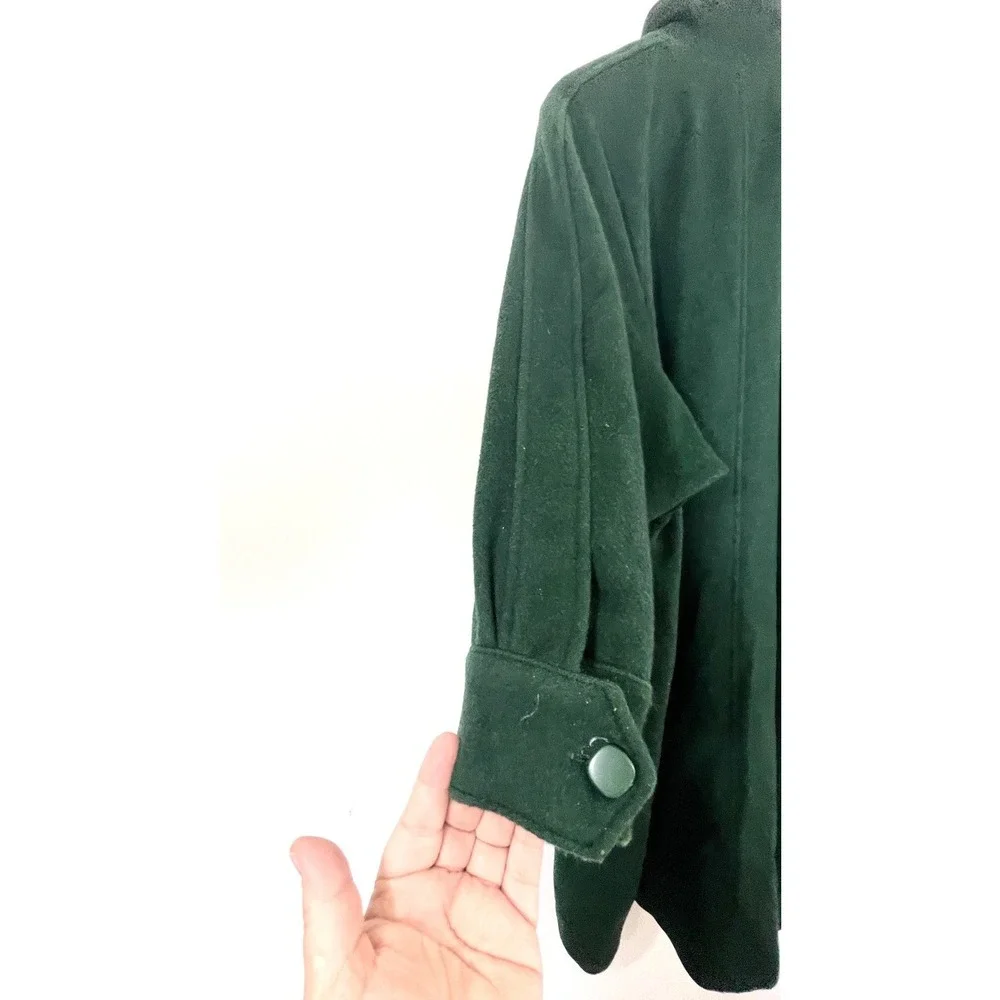 VTG 80s Jean Claude Paris Womens Wool‎ Batwing Oversized Coat Size 42 Dark Green